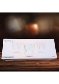 Resim Rakle 3'lü Su Bardağı Seti Renkli Çizgi Desenli 280 Cc 