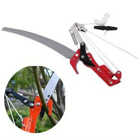 Resim 1 adet Klasik Stil Çok Fonksiyonlu Yüksek Ulaşımlı Budama Makası, Kasnak Sistemli, Ambidextrous Metal Alaşımlı Çelik Bıçak, Meyve Ağaçları, Çiçekler ve Ağaç Budama için Bahçe Aleti - Uzatılmış Yüksek Dal Testeresi 