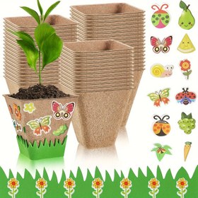 Resim Kendin Yap Bahçe El Sanatları Seti - Kağıt Saksılar, Köpük Etiketler & EVA Çimenli 10 Set - Gençler & Yetişkinler için Yaratıcı Dikim Etkinliği 