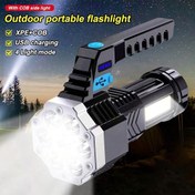 Resim LihangStar 1 adet Şarj Edilebilir USB 7LED El Feneri, COB Yan Işık, Lityum Pil, 4 Aydınlatma Modu, Güç Ekranı, Açık Hava, Kamp, Acil Durum Kullanımı için Taşınabilir Güvenlik Işığı, Modern LED El Feneri, Dayanıklı El Feneri 