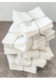 Resim Bardak Altlığı Beyaz Keten Kumaş 6 Adet Beyaz 