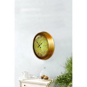 Resim Bahat Altın Varaklı Salon Ofis Duvar Saati Alüminyum Çerçeve 40 cm 