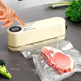 Resim Kompakt USB Şarj Edilebilir Vakum Kapama Kiti Dijital Ekranlı - Hızlı Kapama, Pompası ve Hava Geçirmez Poşetleri İçerir, Gıda Koruma, Atıştırmalıklar, Etler, Meyveler, Sebzeler İçin Mükemmel - Yerden Tasarruf Sağlayan Tasarım, 36V, Gıda Vakum Kapama 