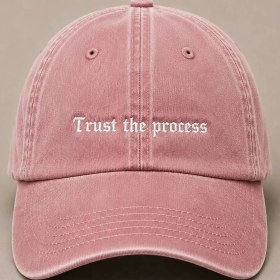 Resim "trust The Process" (Sürece Güven) Motivasyon Işlemeli Vintage Yıkamalı Beyzbol Şapkası 