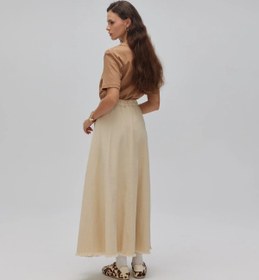 Resim Gabardin Kloş Etek Krem - 40/42 