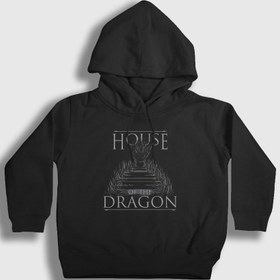 Resim Unisex Çocuk Siyah Throne Targaryen House Of The Dragon Kapüşonlu Sweatshirt 