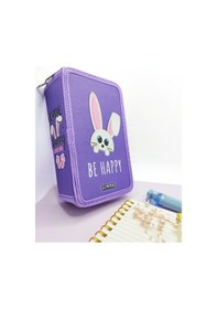 Resim Xl Jumbo Model Sevimli Tavşan Kalem Kutusu Organizer Kalemkutu 3 Bölmeli Kalemlik Mor Mor 