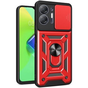 Resim artlab Art İnfinix Hot 30 5G Kılıf Pars Lens Yüzüklü Silikon - Kırmızı Lab 