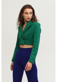Resim Feminist Zümrüt Astarlı Crop Blazer Ceket 0105118.123 Zümrüt 