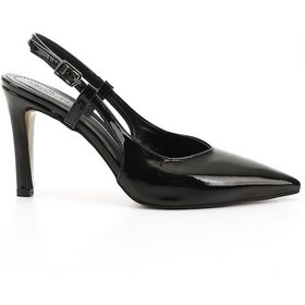 Resim Gönderi R Siyah Rugan İnce Topuklu Arkası Açık Ayakkabı Siyah Rugan 