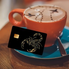 Resim Siyah Akrep Sanat Dekoratif Kart Tutucu - PVC Malzeme, Non-Woven Kumaş Astar, Banka Kartları, Kredi Kartları, Debit Kartları, Seyahat Kartları, Oda Anahtar Kartları için Basit Stil, Işık Bej Etiketler 