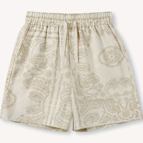 Resim Paisley desenli Erkek Rahat Mayo - Yaz Plaj Şortları, Bağcıklı Bel, Polyester, Beyaz, Rahat Mayo 