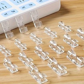 Resim 100 Adet Yapışkan Kablo Tutucu, Kablo Düzenleme için Şeffaf Tel Tutaçlar, Duvarlar ve Alt Masalar için Plastik Kablo Tutucular 