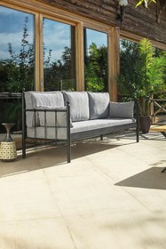 Resim Unimet Lalas Metal Sofa Sedir 90x200 Siyah-füme (AHŞAP LATALI) 