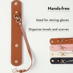 Resim 1 adet Suni Deri Bagaj Çantası Aksesuar Klipsi - Çok Fonksiyonlu Eşarp ve Eldiven Tutucu, Düşmeye Karşı Tasarım, Seyahat Organizatörü ile Postkardı Kutusu Stili, Eldiven ve Eşarp için Güvenli Depolama, Elde Olmadan Konfor, Seyahat için Bagaj 