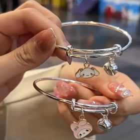 Resim Sanrio Resmi Sevimli Kuromi Karikatür Bileklik - Kadınlar için Ayarlanabilir Zil Süs Bilezik, Sevgililer Günü ve Doğum Günü İçin Mükemmel, Her Mevsime Uygun 