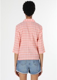 Resim Colin's Colins Regular Fit Shirt Neck Kareli Kadın Turuncu Uzun Kol Gömlek Cl1058824 Q1.v2 Ora Turuncu 