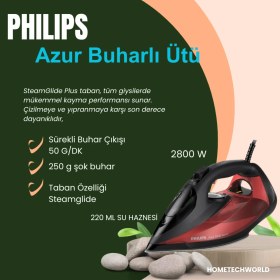Resim Yüksek Güçlü ve Kireç Toplama Özellikli Buhar Ütüsü, Şık Siyah Renk. 