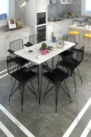 Resim Kenzlife Knsz Masa Sandalye Takımı Hem75mazlum Byzsyh 130*090 Klç 6 Sandalye Syhsyh Kolçaklı 