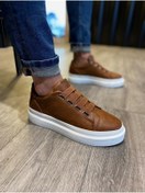 Resim KN Fashion Mp521 Bt Bağcıksız Lastikli 3 Bantlı Ortopedik Yüksek/kalın Taban Erkek Sneaker Taba 