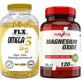 Resim Flx Omega 3-6-9 Balık Yağı 180 Softgel & Nevfix Magnesium Oxide M 
