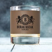 Resim Kişiye Özel Doğum Günü Hediyesi Vizon Deri Viski Bardağı 