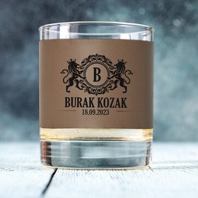 Resim Kişiye Özel Doğum Günü Hediyesi Vizon Deri Viski Bardağı 