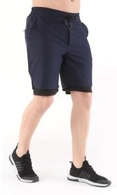Resim Ghassy Co. Erkek Running Hızlı Kuruma Micropolyester Arka Fermuar Cepli Ve Havlu Halkalı Antrenman Futbol Fitness Kısa Taytlı Şort 