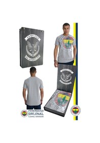 Resim Fenerbahçe Orijinal Lisanslı 6 Renk Logo Gri Tribün T-shirt Hediyelik Ahşap Kutulu Gri 