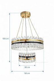 Resim Bohem Aydınlatma Kristal Cam 30x50 3 Renk Led Kumandalı Modern Avize Çok Renkli 