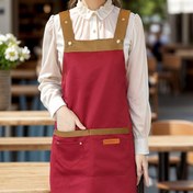 Resim 1 adet Unisex Ayarlanabilir Önlük Cepli, Rahat Düz Renk Bloğu, Polyester %100 Esnek Olmayan, Normal Kalıp, Kolsuz, Tüm Mevsim, H Şeklinde Etek Ucu, Dokuma, 100/250gsm - Yemek Pişirme, Fırıncılık, Restoran Personeli için 