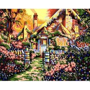 Resim Kosona 30x40cm Dıy Rakamlı Yağlı Boya Tablo - Stres Azaltıcı Ev Dekorasyonu - Çiçekli Bahçe Deseni - Çerçevesiz Gx076 