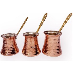 Resim 3 Lü Bakır Cezve Seti 