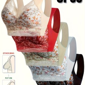 Resim Adet şık kadın dantel telsiz sütyen, çarpıcı rahat nefes alabilen toplayan bikini, tam kaplama halkasız destekli itme fincan iç çıkartma makinede ykanır seksi 