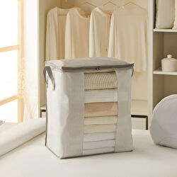 Resim Pvc Pencereli Gri Çizgili Stuff & Things Hurç 45 X 30 X 50 Cm 