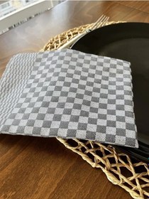 Resim 2 Adet Gri, 40x60cm Ekose Desen, Alman Peçetesi, Mutfak Havlusu, Kurulama Havlusu, Mutfak Havlusu Çok Renkli 