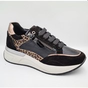 Resim Mammamia D25ka-7295 Siyah Leopar Hakiki Deri Kadın Günlük Casual Sneaker Siyah 