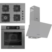 Resim Ferre Flameart Sc Serisi Gri Set (SC408-WFA + XE63CPR +D088 ) - 65 Cm'lik Kare Döküm Izgara-Wok 