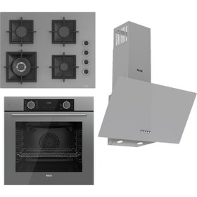 Resim Ferre Flameart Sc Serisi Gri Set (SC408-WFA + XE63CPR +D088 ) - 65 Cm'lik Kare Döküm Izgara-Wok 