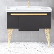 Resim Denko Motta 100 Cm Mdf Antrasit Gri Banyo Dolabı Alt Modül Lavabo Antrasit - Gri 