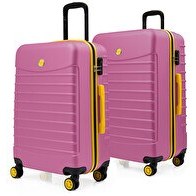 Resim Louisiana Polo 1168 Büyük Boy - Orta Boy Pembe 2'li Valiz Seti 