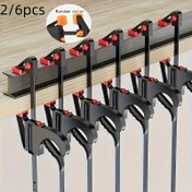 Resim 2/6 Adet Hızlı Çıkarma F-Stil Kelepçe Seti - 10.16cm Ayarlanabilir Ratchet Çubuğu, Marangozluk, Metal İnşaat, Önceden Montajlı Kolay Kullanımlı Ahşap İşleme El Aleti 
