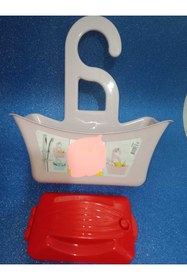 Resim HANK İki Çubuklu Gırgır Ve Banyo Askısı/dolap Askısı (PUDRA PEMBE ASKI KIRMIZI GIRGIR) 