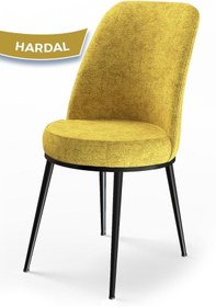 Resim Canisa Concept Dexa Serisi, Üst Kalite Yemek Odası Sandalyesi, Metal Siyah Iskeletli, 1 Adet Hardal 