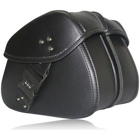 Resim Çift Motosiklet Eyer Çantası Pu Deri Yan Çantalar Evrensel Depolama Düzenleyici Keseler Kombinasyon Kilidi İle Su Geçirmez 