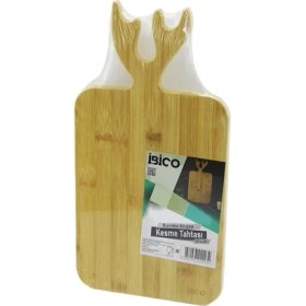 Resim Go İthalat DİKDÖRTGEN=22X38CM Ahşap Bambu Kesim Panosu - Kesme Tahtası Geyik Boynuz Figür Saplı (784) 