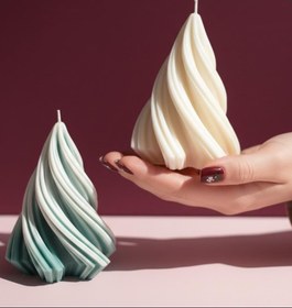 Resim Çam Ağacı Yeni Yıl Christmas Yeni Yıl Beyaz Yeşil Renk Dekoratif Mum Tekli ürün 