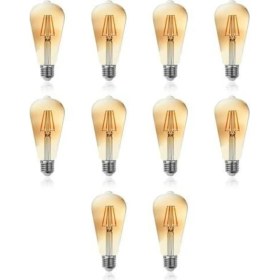 Resim Edison 4W Rustik LED Ampul 10'lu Dekoratif Vintage Retro Amber Renk 