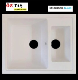 Resim Öztaş TA-60b Granit Mutfak Eviye Beyaz Tek Gözlü 485 x 595 MM 