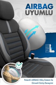 Resim Otom Limited Design Ortopedik Ekstra Destekli Oto Koltuk Kılıfı Tam Set - Siyah-Mavi 